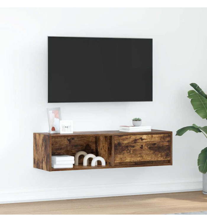 Meuble TV chêne fumé 100x31x25,5 cm bois d'ingénierie | Mobilier & Déco