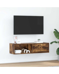 Meuble TV chêne fumé 100x31x25,5 cm bois d'ingénierie | Mobilier & Déco
