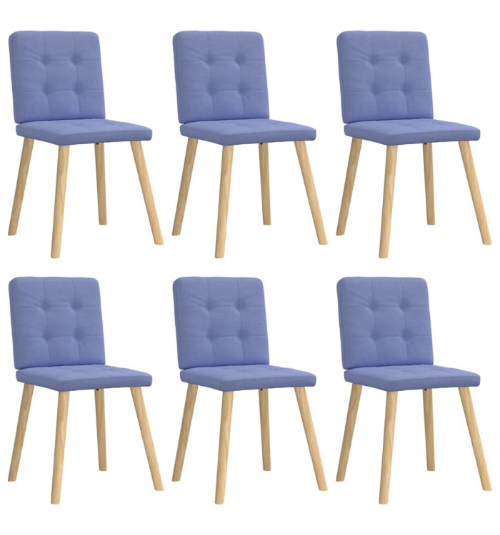 Chaises à manger lot de 6 bleu jean tissu | Mobilier & Déco