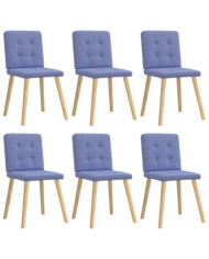 Chaises à manger lot de 6 bleu jean tissu | Mobilier & Déco
