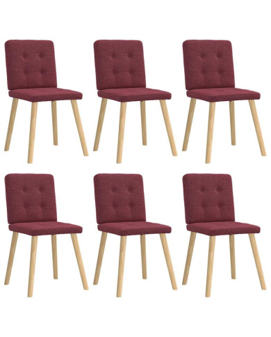 Chaises à manger lot de 6 rouge bordeaux tissu | Mobilier & Déco