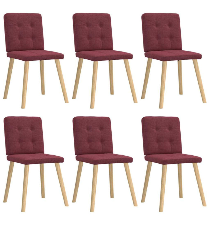 Chaises à manger lot de 6 rouge bordeaux tissu | Mobilier & Déco