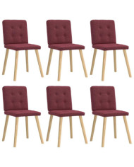 Chaises à manger lot de 6 rouge bordeaux tissu | Mobilier & Déco