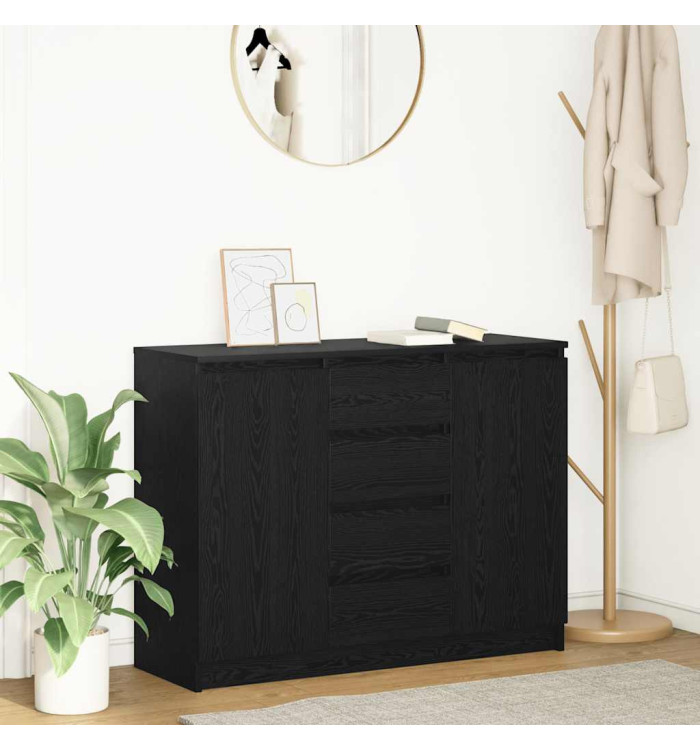 Buffet avec tiroirs chêne noir 100,5x35x76 cm bois d'ingénierie | Mobilier & Déco