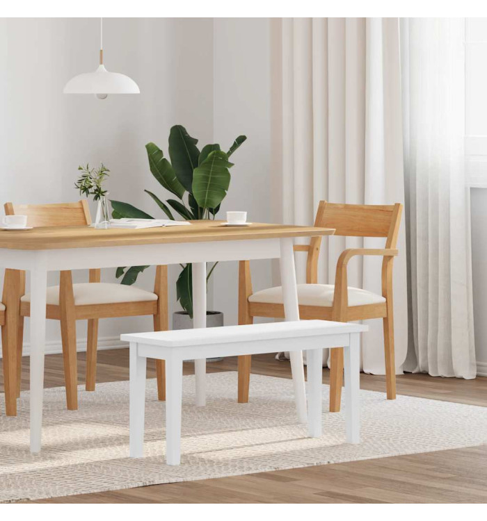 Banc 90 cm blanc bois massif caoutchouc | Mobilier & Déco