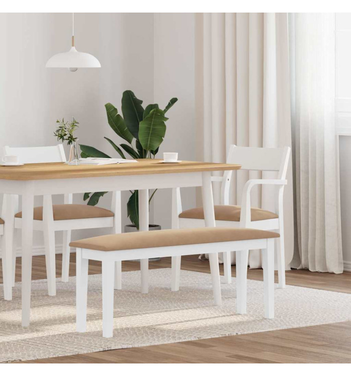 Banc 110 cm blanc bois massif caoutchouc | Mobilier & Déco
