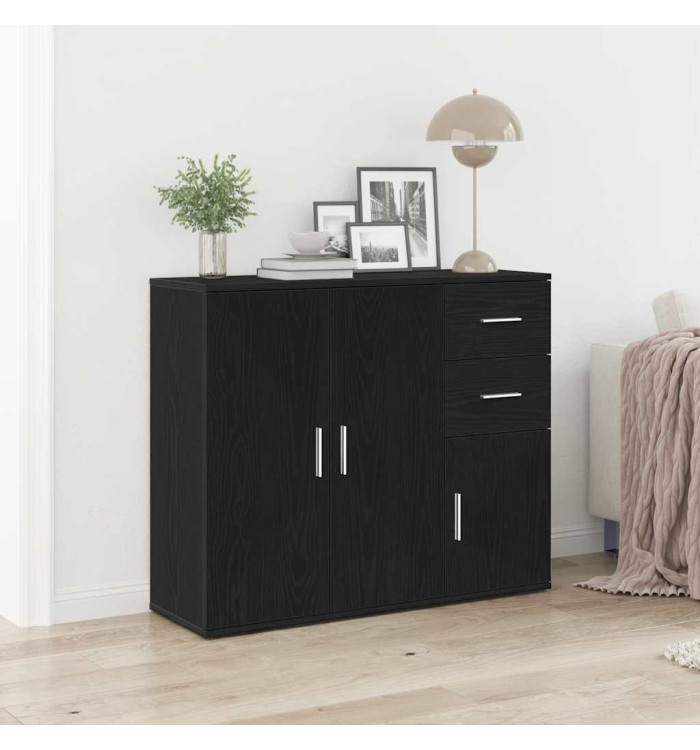 Buffet chêne noir 91x29,5x75 cm bois d'ingénierie | Mobilier & Déco