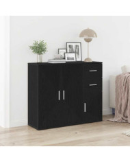 Buffet chêne noir 91x29,5x75 cm bois d'ingénierie | Mobilier & Déco