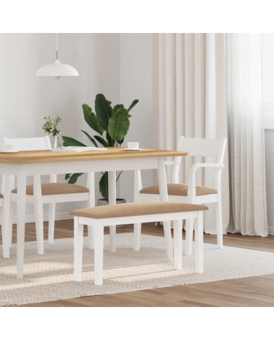 Banc 90 cm blanc bois massif caoutchouc | Mobilier & Déco