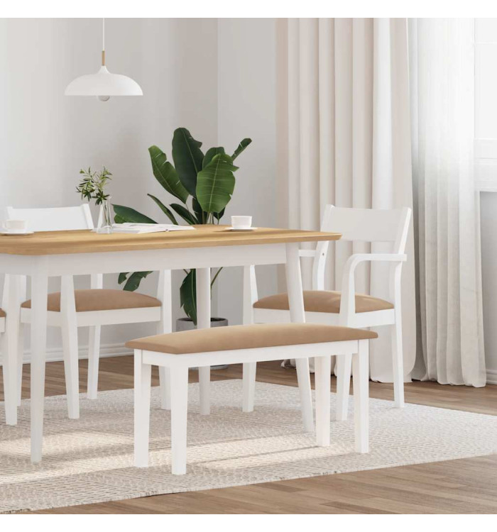 Banc 90 cm blanc bois massif caoutchouc | Mobilier & Déco