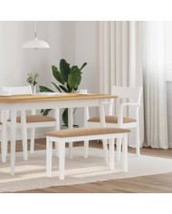 Banc 90 cm blanc bois massif caoutchouc | Mobilier & Déco