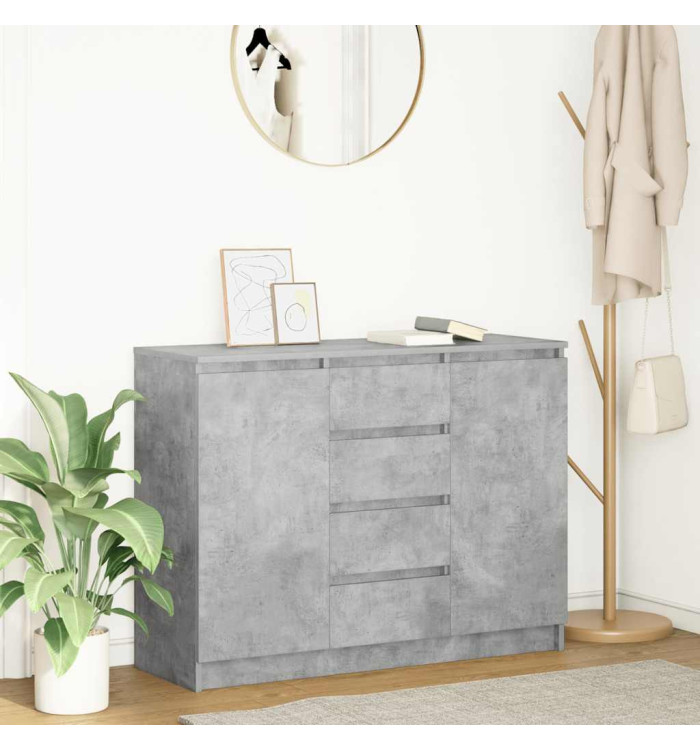 Buffet avec tiroirs gris béton 100,5x35x76 cm bois d'ingénierie | Mobilier & Déco