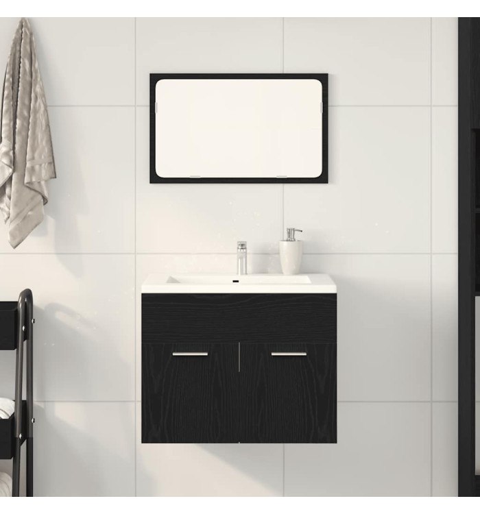 Ensemble de meubles salle de bain 2 pcs chêne noir | Mobilier & Déco