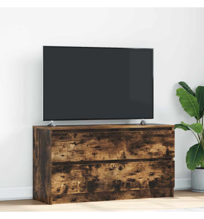 Meuble TV chêne fumé 100x35x54 cm bois d'ingénierie | Mobilier & Déco
