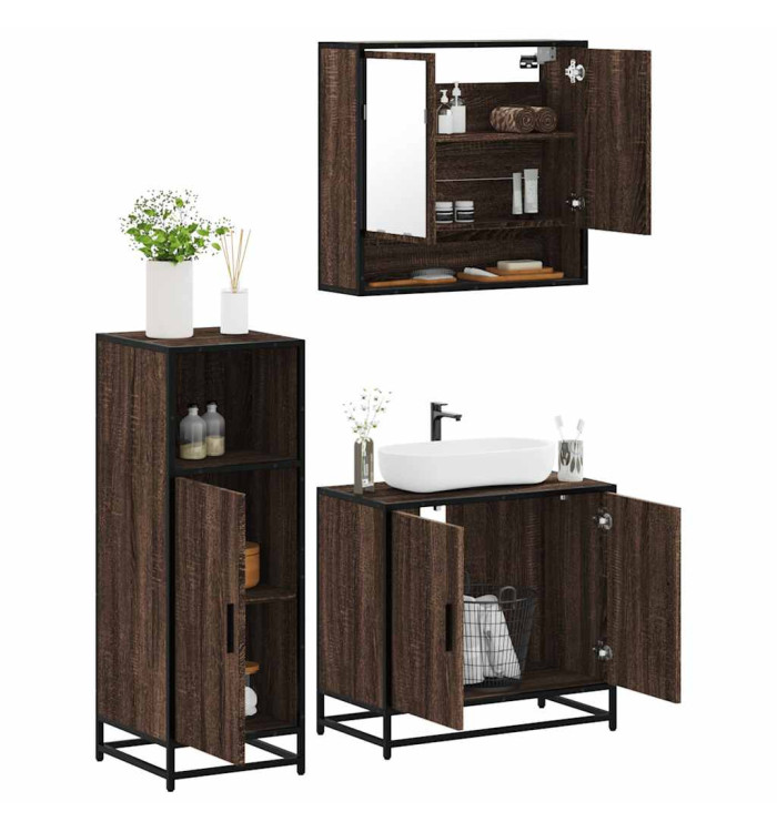 Ensemble de meubles de salle de bain 3 pcs Chêne marron | Mobilier & Déco