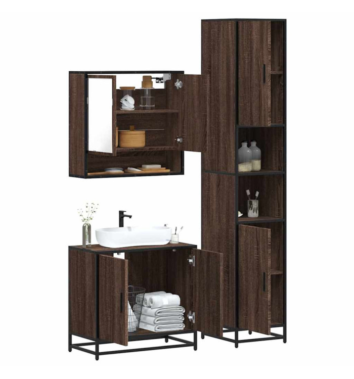 Ensemble de meubles de salle de bain 3 pcs Chêne marron | Mobilier & Déco
