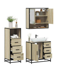 Ensemble de meubles de salle de bain 3 pcs chêne sonoma | Mobilier & Déco
