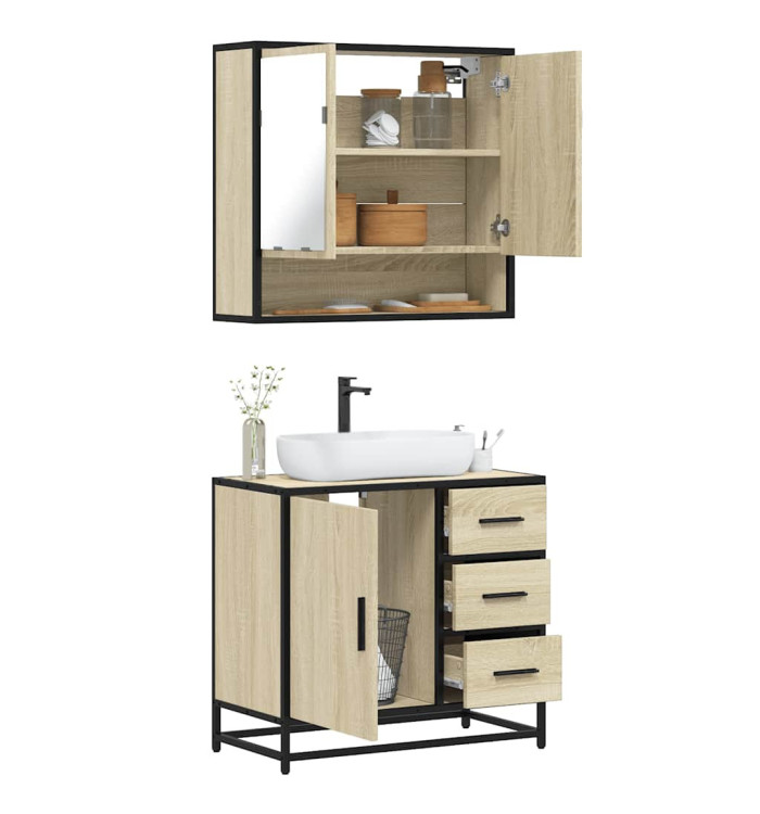 Ensemble de meubles de salle de bain 2 pcs chêne sonoma | Mobilier & Déco