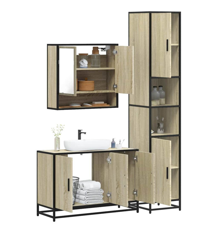 Ensemble de meubles de salle de bain 3 pcs chêne sonoma | Mobilier & Déco