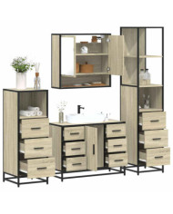 Ensemble de meubles de salle de bain 4 pcs chêne sonoma | Mobilier & Déco