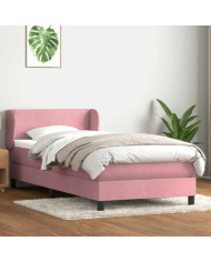 Sommier à lattes de lit avec matelas rose 100x210 cm velours | Mobilier & Déco