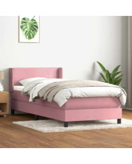 Sommier à lattes de lit avec matelas rose 100x210 cm velours | Mobilier & Déco