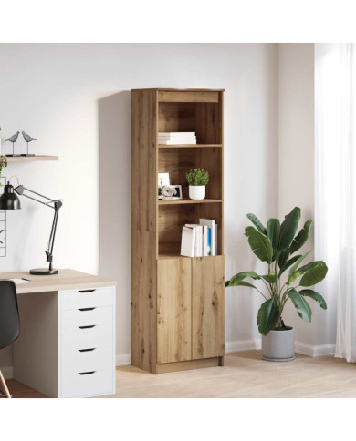 Buffet haut chêne artisanal 50x35x180 cm bois d'ingénierie | Mobilier & Déco