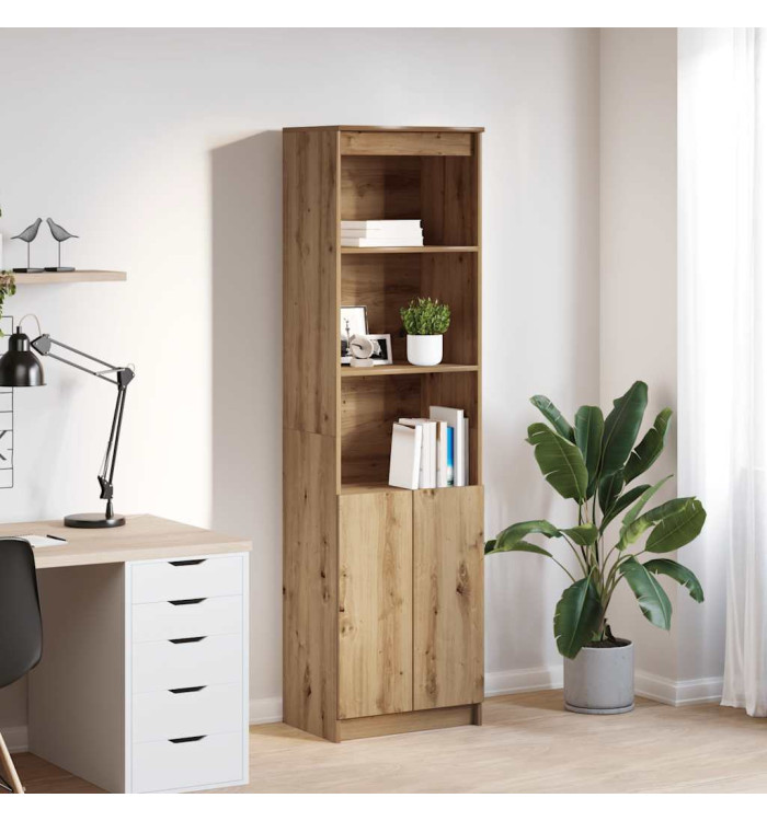 Buffet haut chêne artisanal 50x35x180 cm bois d'ingénierie | Mobilier & Déco