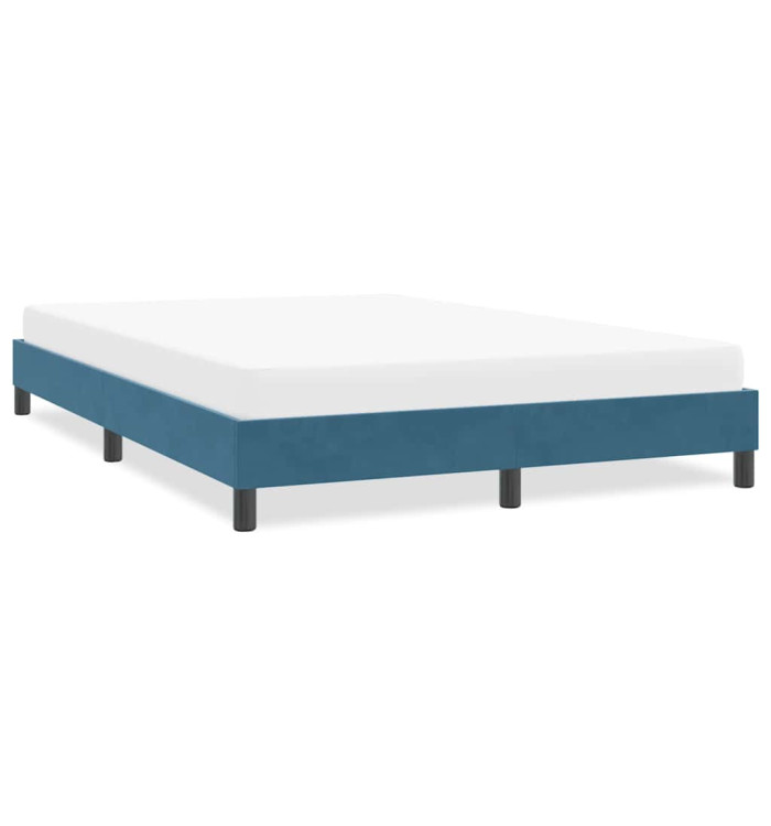 Cadre de lit sans matelas bleu foncé 140x210 cm velours | Mobilier & Déco