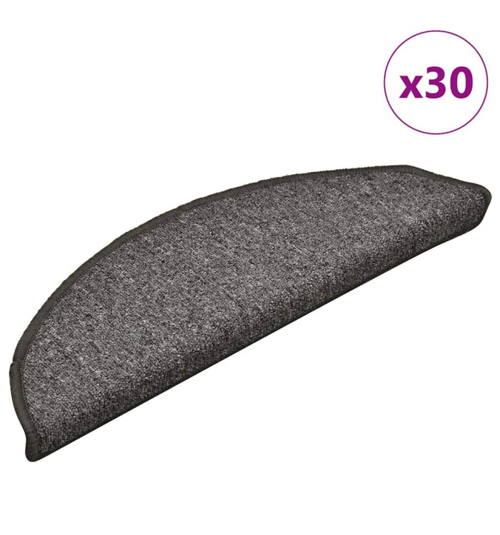 Tapis d'escalier 30 pcs gris foncé 56x17x3 cm | Mobilier & Déco