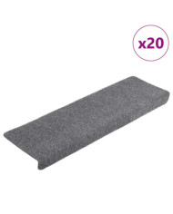 Tapis d'escalier autocollant 20 pcs gris clair 65x21x4 cm | Mobilier & Déco
