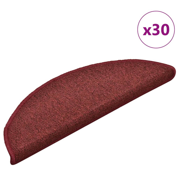 Tapis d'escalier 30 pcs rouge 56x17x3 cm | Mobilier & Déco
