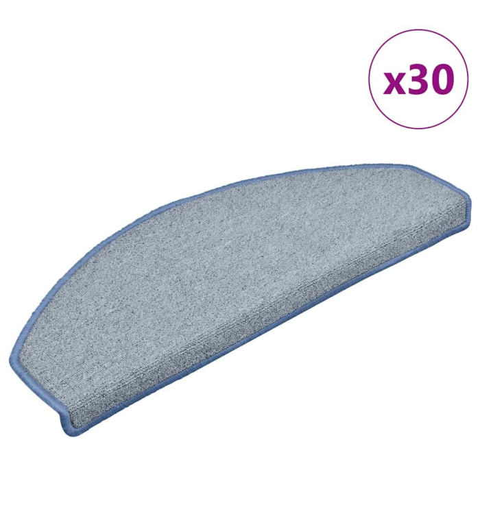 Tapis d'escalier 30 pcs gris clair et bleu 65x24x4 cm | Mobilier & Déco