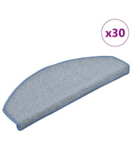 Tapis d'escalier 30 pcs gris clair et bleu 65x24x4 cm | Mobilier & Déco