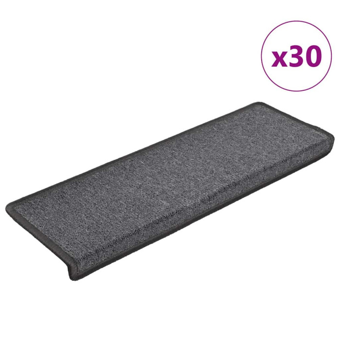 Tapis d'escalier 30 pcs 65x21x4 cm Gris foncé | Mobilier & Déco