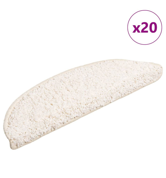 Tapis d'escalier 20 pcs blanc 56x17x3 cm | Mobilier & Déco