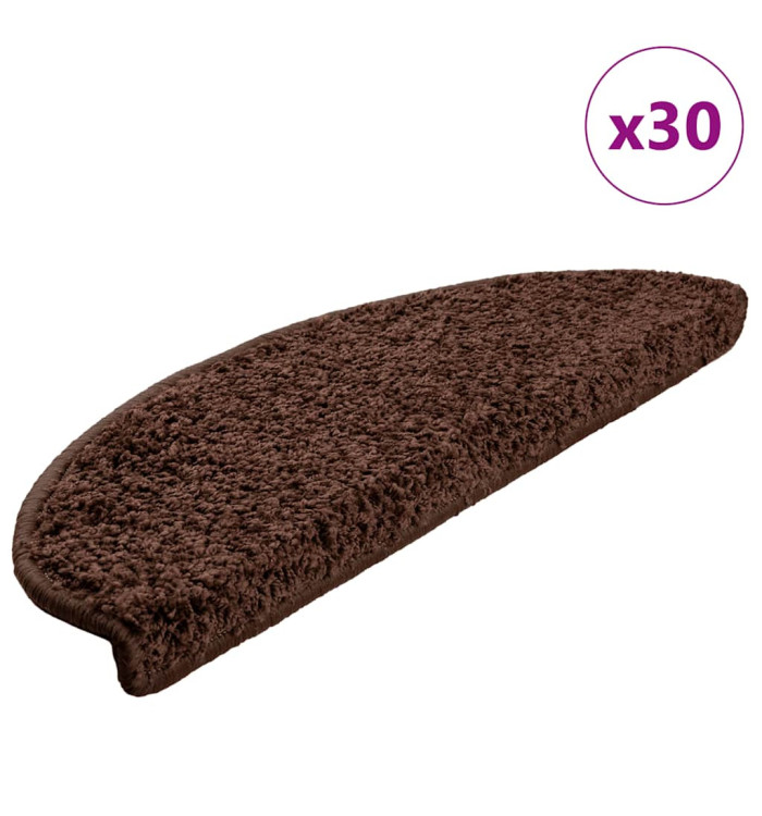 Tapis d'escalier 30 pcs marron 65x21x4 cm | Mobilier & Déco