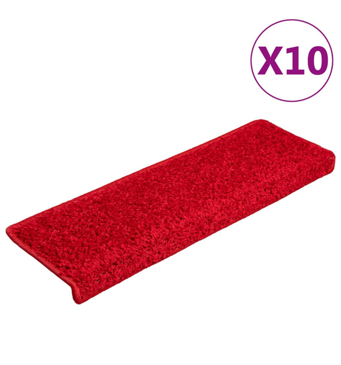 Tapis d'escalier 20 pcs 65x21x4 cm rouge | Mobilier & Déco