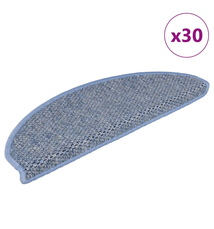 Tapis d'escalier autocollants 30 pcs 65x21x4 cm bleu | Mobilier & Déco