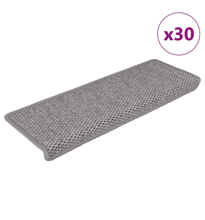 Tapis d'escalier autocollants 30 pcs 65x21x4 cm argenté | Mobilier & Déco