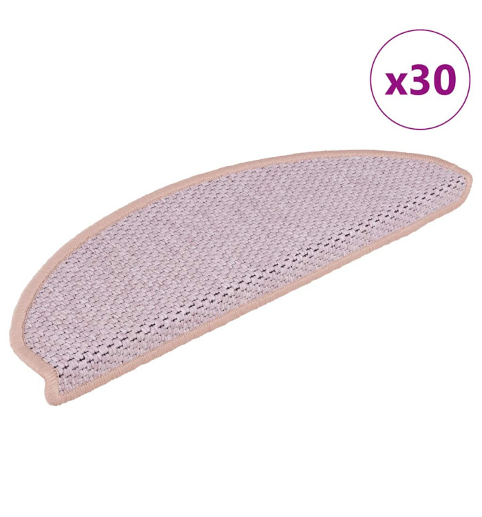 Tapis d'escalier autocollants 30 pcs 65x21x4 cm rose | Mobilier & Déco