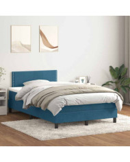 Sommier à lattes de lit et matelas bleu foncé 120x210cm velours | Mobilier & Déco