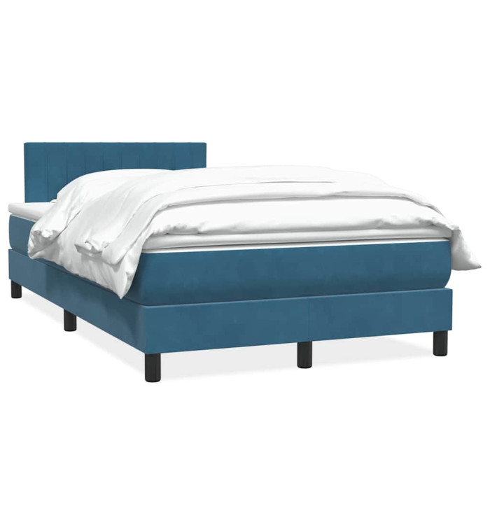 Sommier à lattes de lit et matelas bleu foncé 120x210cm velours | Mobilier & Déco