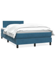 Sommier à lattes de lit et matelas bleu foncé 120x210cm velours | Mobilier & Déco