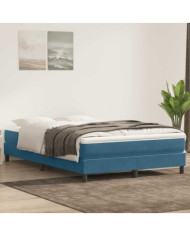 Sommier à lattes de lit et matelas bleu foncé 140x210cm velours | Mobilier & Déco