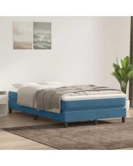 Sommier à lattes de lit et matelas bleu foncé 120x210cm velours | Mobilier & Déco