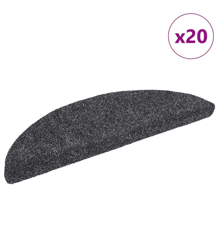 Tapis d'escalier autocollant 20 pcs gris foncé 56x17x3 cm | Mobilier & Déco