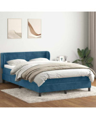 Sommier à lattes de lit et matelas bleu foncé 140x210cm velours | Mobilier & Déco