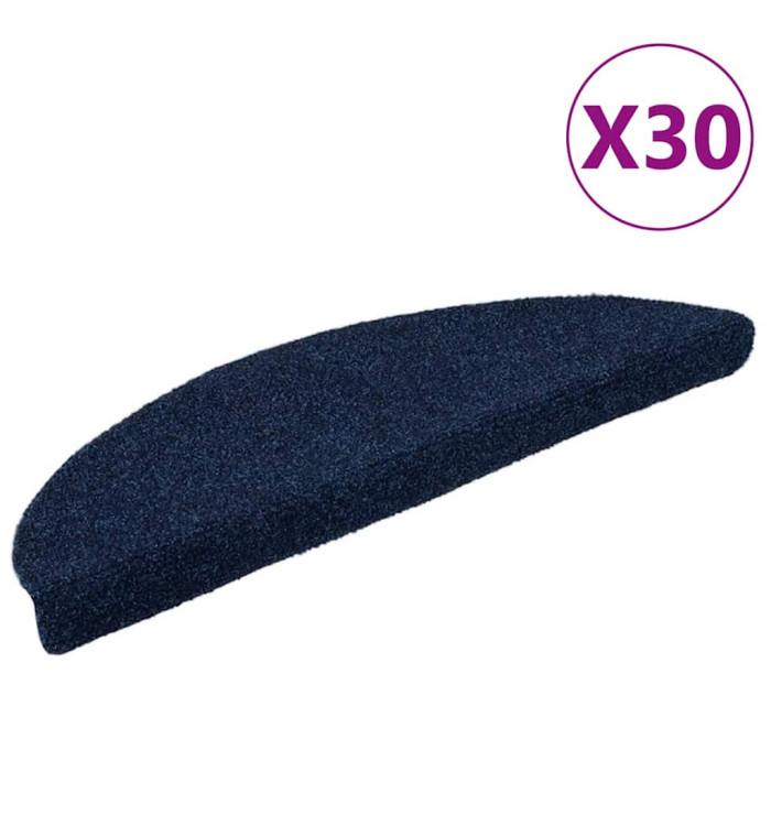 Tapis d'escalier auto-adhésifs 30 pcs marine 56x17x3 cm | Mobilier & Déco