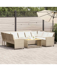 Canapé de jardin avec coussins beige résine tressée | Mobilier & Déco